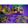 48 Pack Mardi Gras Party Favors Rubber Bracelets - Carnival
