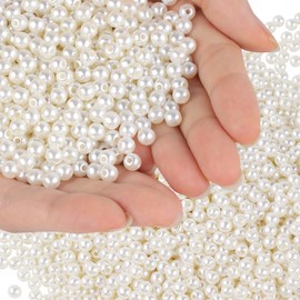 Phinus 2500 Pcs 6mm Pearl Beads with Hole, Round Shapes Pearls for Crafting, Loose Pearl Beads for Jewelry Making, Pearls for Jewelry Making, Decoration, DIY Crafts, Stuffing
