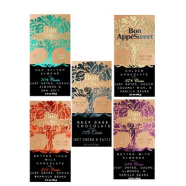 Bon AppéSweet - Premium Date-Sweetened Chocolate Bar Variety Pack, Zero Added Sugars, Plant-Based, Dairy-Free, and Vegan, 2.2 oz Bars, 5-Flavor Variety Pack