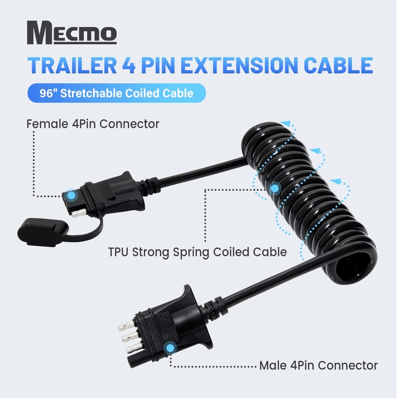 MECMO - Cable de extensión de cable plano de remolque