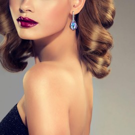 EleQueen 925 Sterling Silver CZ Baroque Drop Hook Earrings Vitrail Light Adorned with Austrian Crystals, Valentine's Day/Mother's Day/Christmas Jewerly Gift for Wife/Mom