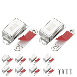 JQK Magnetic Cabinet Door Catch, Stainless Steel Closet Catches 10 Pack with Strong Magnetic, Furniture Latch 30 lbs, CC101-P10