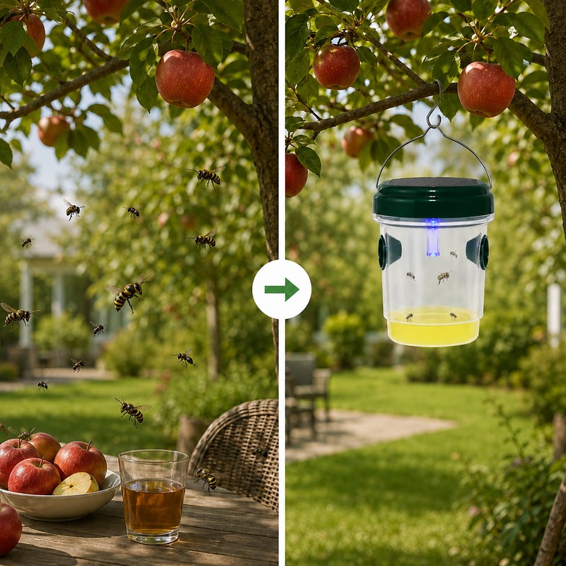Solar LED Wasp & Fruit Fly Trap – Reusable Hanging