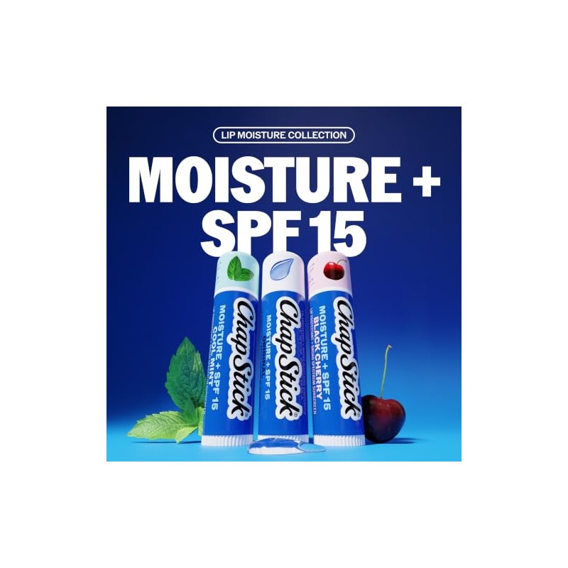 Chapstick Lip Moisturizer (Original, Cool Mint & Black Cherry Flavors,