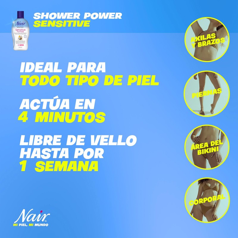 NAIR 20504898 Crema Depiladora Shower Power Aceite Natural de Coco