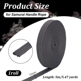 OLYCRAFT 5m/16.4 Feet Gray Ito Sageo Wrapping Cord 0.5 Inch Wide Silk-cotton Blend Sword Handle Cord Tsukamaki Sageo Wrapping Cord for Japanese Samurai Swords Handle Rope