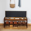 SOBIBO Solid Wood Shoe Bench, 2-Tier Entryway Bench with Cushion