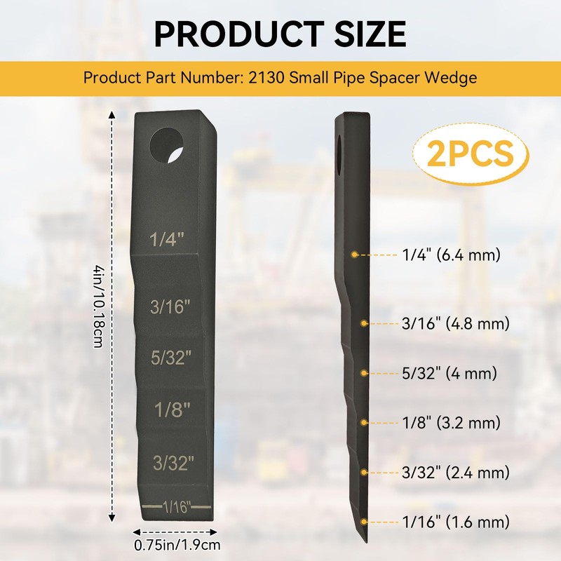 2130 Small Pipe Spacer Wedge Stepped Gauge, (3/4" x 4")
