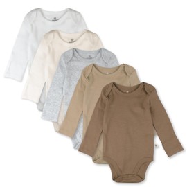 HonestBaby 5-Pack Long Sleeve Bodysuits One-Piece 100% Organic Cotton for Infant Baby Boys, Unisex, Natural Ombre,24 Months