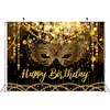 Black Gold Glitter Happy Birthday Backdrop Masquerade Gold Mask Photography