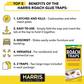 HARRIS HARRIS Roach Glue Traps, 2-Pack, for Residential and Commercial Use