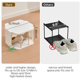 UFORU Small Shoe Rack, 6 Tier Plastic Vertical Shoe Rack for Small and Narrow Spaces, Free Standing Shoe Organizer for Closet, Entryway