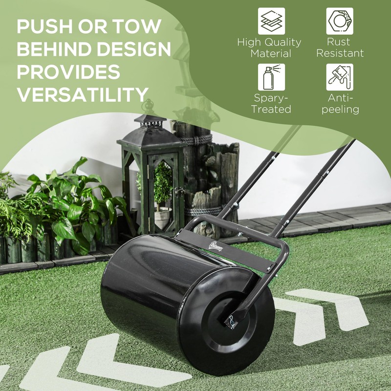 Outsunny 20-Inch Push/Tow Behind Lawn Roller Filled with 10 Gal