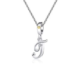 KunBead Jewelry Initial Letter T Pendant Necklace Silver Sale Crystal Pendant Auntie Alphabet Birthday Necklaces for Women