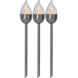 Star Olympus LED Solar Torch, Stainless Steel, Set of 3, Silver