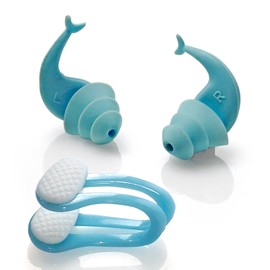 Swim TIme Log Silicone Ear Plugs for Swimming, Ear Covers for Adults, Best Waterproof Ear Protection Pool Accessories, Keep Water Out of Ears, Tapones para Oídos para Nadar (Blue, One Size)