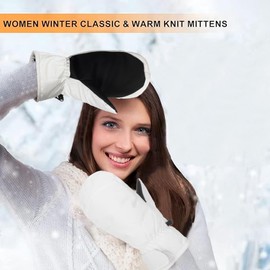 INOGIH Winter Outdoor Waterproof-Windproof Ski-Gloves for Women/Men - Non-Slip Warm Thick Lining Snow Mittens