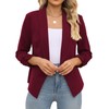 POGT Womens Blazers for Work Casual 3/4 Sleeve Jacket Open