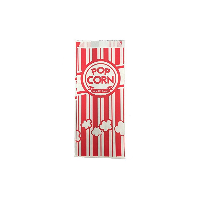 Carnival Style Paper Popcorn Bags, 50 1oz bags, Red &
