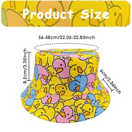 KxrTpx 1Pcs Funny Hats, Bucket Hats, Funny Bucket hat, Retro Double-Sided Design Colorful Duck Sun hat for Women & Men Outdoor Fishing Hat Hip hop Party Summer Travel