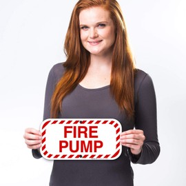 Fire Pump Sign, Fire Safety Sign, 6x12 Inches, Rust Free .040 Aluminum, Fade Resistant, Indoor/Outdoor Use, Made in USA