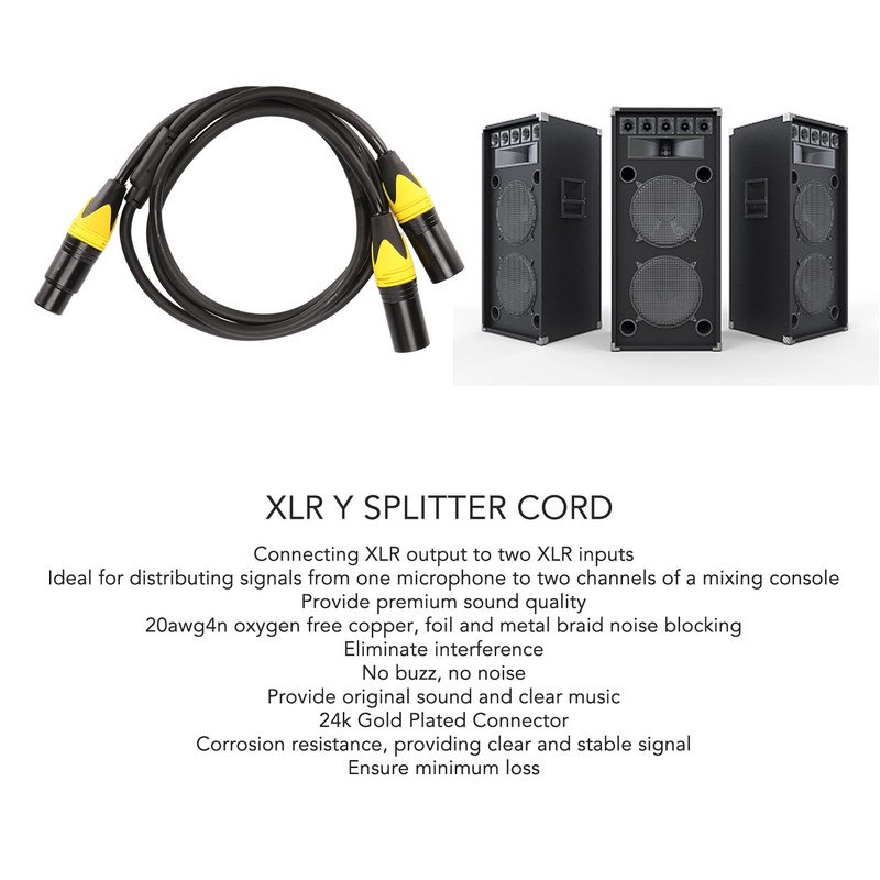 XLR Y Splitter Cable, XLR Splitter Cable Female to 2