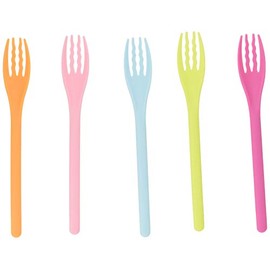 Nagao Heat Resistant Plastic Soft Fork Set of 5 Colorful Dishwasher Safe Made in Japan