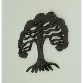 DeLeon Collections Rustic Brown Cast Iron Tree of Life Wall Sculpture Small
