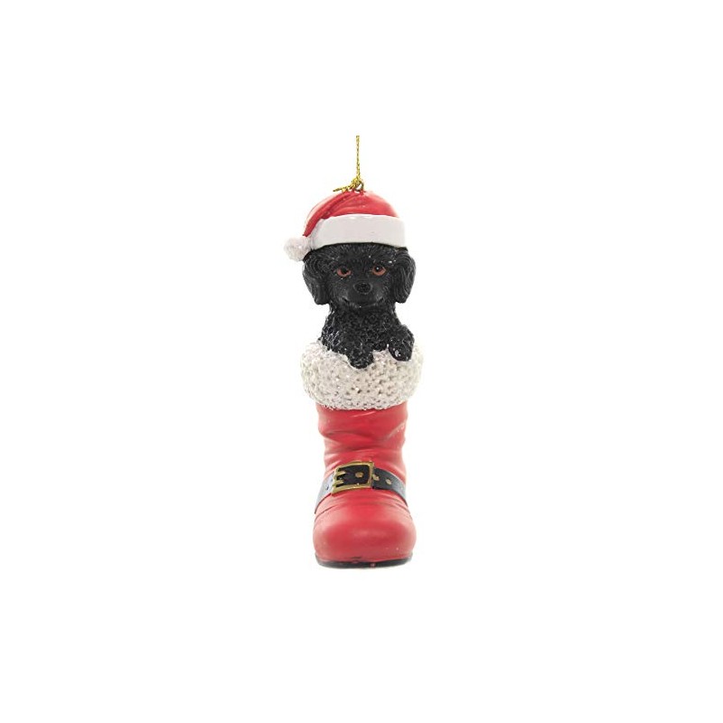 Holiday Ornaments Poodle in Santa Boot Polyresin Pet Parade D3449po
