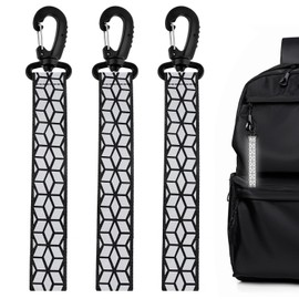 Drawhert Reflective Stickers, Set of 3, Night Reflective Tape, Reflective Backpack Pendant, Safe, Carabiner, Reflective Strap, Carabiner Included, Portable and Durable, Suitable for Children and