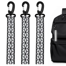 Drawhert Reflective Stickers, Set of 3, Night Reflective Tape, Reflective Backpack Pendant, Safe, Carabiner, Reflective Strap, Carabiner Included, Portable and Durable, Suitable for Children and