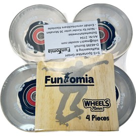 FunTomia Pack of 4 (LED) Longboard/Skateboard Wheels (Big Wheels) in 70 x 51 mm 80A Including ABEC-9 Ball Bearings and Magnet Spacer 80A Wheel Hardness
