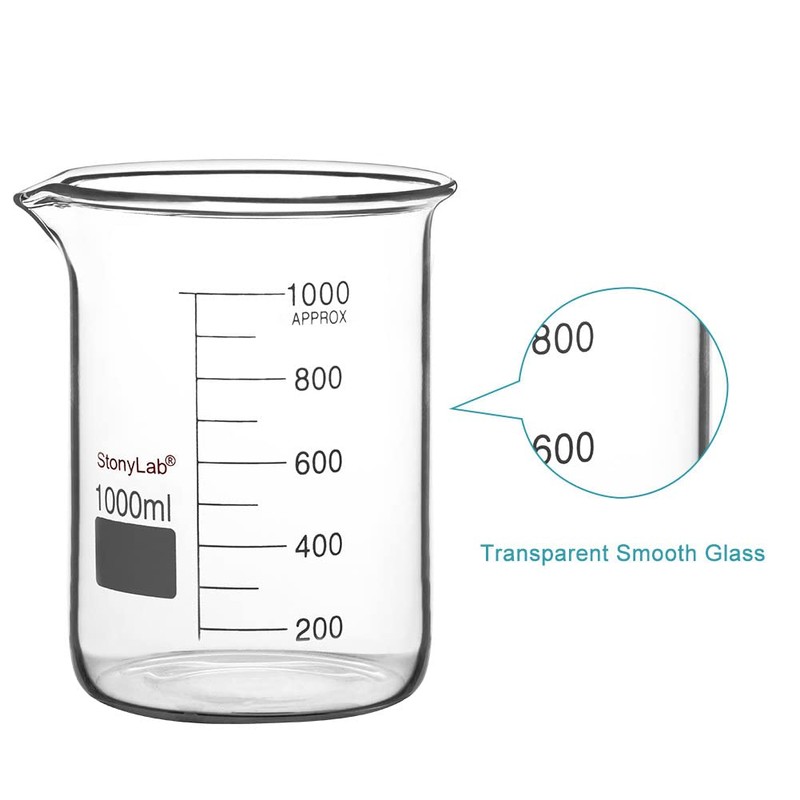 stonylab Glass Beaker, 1 Pack Borosilicate Glass Graduated Low Form