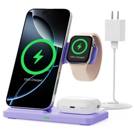 2025 Wireless Charger Charging Station: 3 in 1 Charger Stand Multiple Devices for 16e 16 15 14 Pro Max 13 12 11 - Watch 10 9 8 7 6 5 4 3 2 SE and Ultra Series - Airpods 4 3 2 Pro