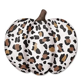 Craig Bachman 12" Metal Embossed Leopard Pumpkin: White Wall Door Hanger