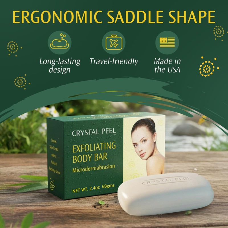 Exfoliating Bar Soap for Men & Women, Crystal Peel Luxury