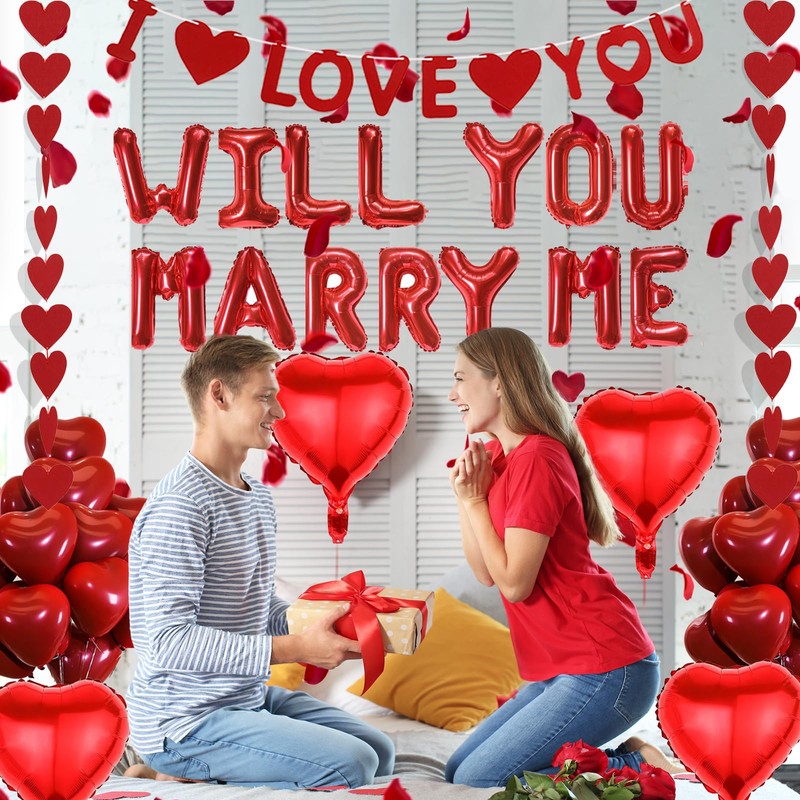 Will You Marry Me Balloons - 545 Pcs Red Letter