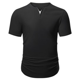 Mancozy Mens T Shirts Comfortable Breathable Soft V-Neck Short-Sleeved Tee Shirt for Men XX-Large Black
