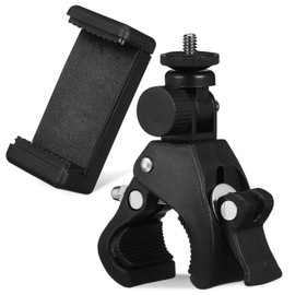 Mikinona 1 Set Adjustable Mic Stand Phone Clamp Holder Rotatable Microphone Mount Clip for Smartphones Compatible with Mic Stands Bike Handlebars Durable Secure Design with Cushion Pads