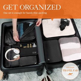 HOTOR Packing Cubes for Suitcases - 8 Pieces, Light Packing Cubes for Travel, Premium Suitcase Organizer Bags Set, Space-Saving Luggage Organizers, Travel Accessories and Essentials, Black