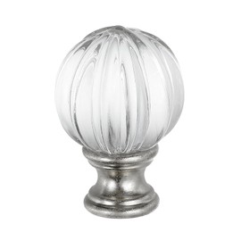 PATIKIL 1/4-27 Lamp Finial Cap for Lampshade Harp Top, Cap Nut Screw Cap Button Clear Pumpkin Shaped Crystal Lampshade Decoration for Table Floor Lamp, Silver Tone