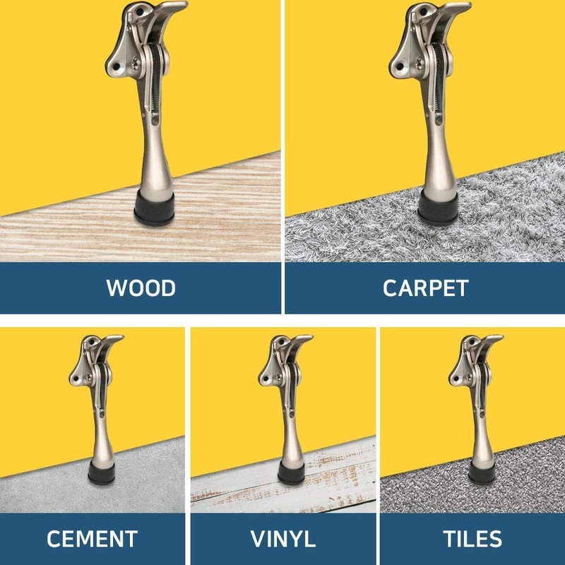 HASHI (4 inch x 2pack, Black) One Touch Door Stopper,