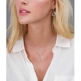 YL Hummingbird Nckelace 925 Sterling Silver Heart Pendant Cubic Zirconia Flower Jewelry for Women