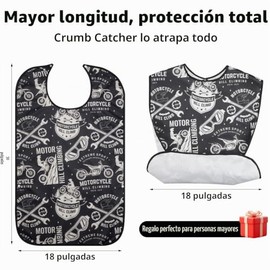 Paquete de 4 baberos para adultos para comer, baberos impermeables de 18 x 30 pulgadas para hombres con botones a presión y atrapa migas, protector de