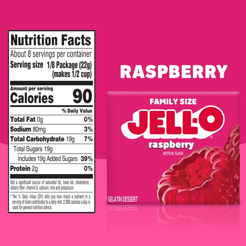 Jell-O Raspberry Gelatin Mix (6 oz Boxes, Pack of 6)