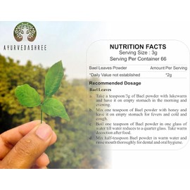 AYURVEDASHREE Bilva Powder - Bael Leaves Powder - Aegle marmelos -100 Gm - Supports Proper Function of The Bowels