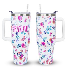 bchiijds 40 oz Grandma Cup Tumbler with Handle Lid and Straw, Grandma Mother's Day Birthday Gifts from Grandkids, Grandmother Gifts