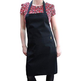 Black cooking apron – pocket, unisex, adult and teenager sizes (Adult Small, Black)
