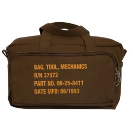 Rothco Canvas Mechanics Tool Bag Stamped Stencil w/Heavy Duty Zip Pockets - Earth Brown