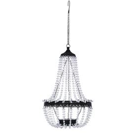 Hanging Solar Chandelier Outdoor, 30 Cool White Lights Acrylic Clear Beaded Chandelier with S Hooks Modern Lantern for Garden Yard Patio Gazebo Decorations, 28”H